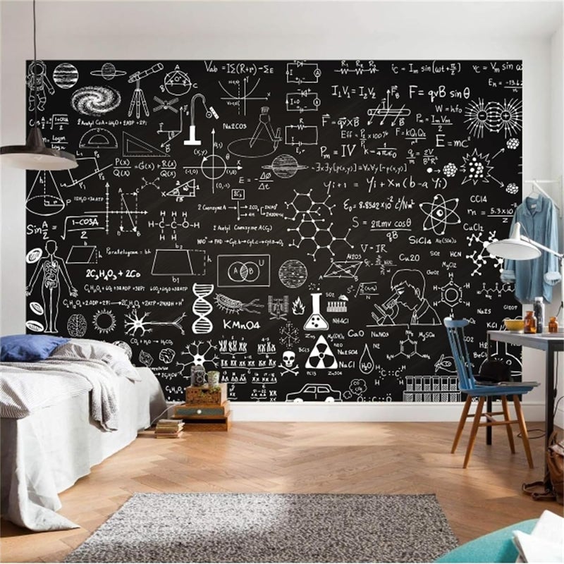 FLFK Peel and Stick Wall Murals Chalkboard 78.7"x59"-Self-Adhesive Wallpaper Poster Large Sticker Math Science Formulas for Bedroom Living Room Wall Decor - Image 2